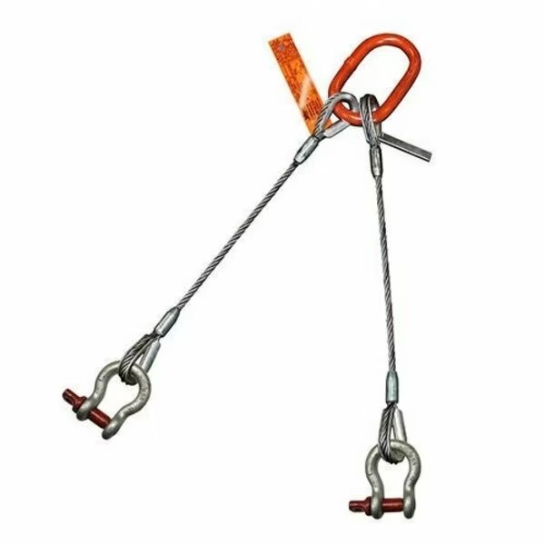 Two Leg Wire Rope Slng, 5/8 in dia, 14ft L, Screw Pin Anchor Shackle, 6.8 ton Capacity, Hsi, Mfr#: 200SPA5/8XD-14